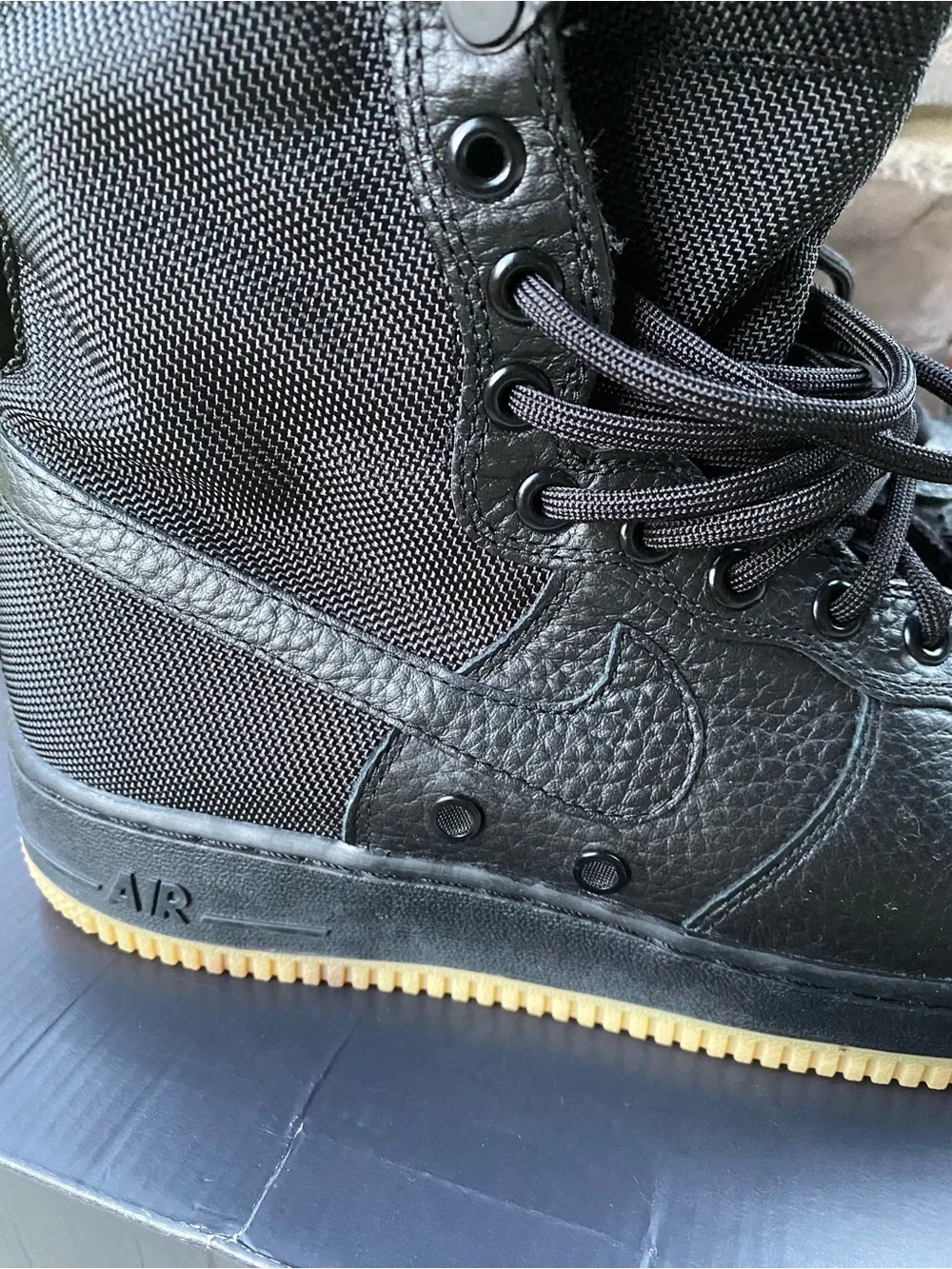 Nike SF Air Force 1 2016 Black High-Top Tactical Boots with Gum Outsole size 8
